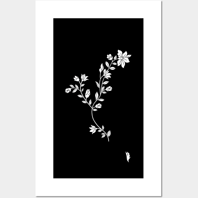 White flower , folk motif Wall Art by Bird